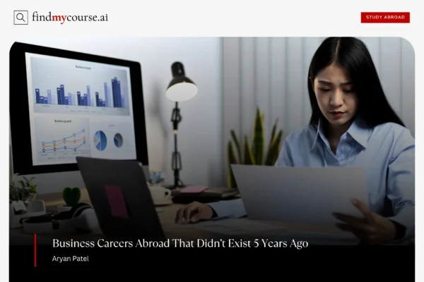 Woman analyzing business data on computer highlighting emerging business careers — Findmycourse.ai