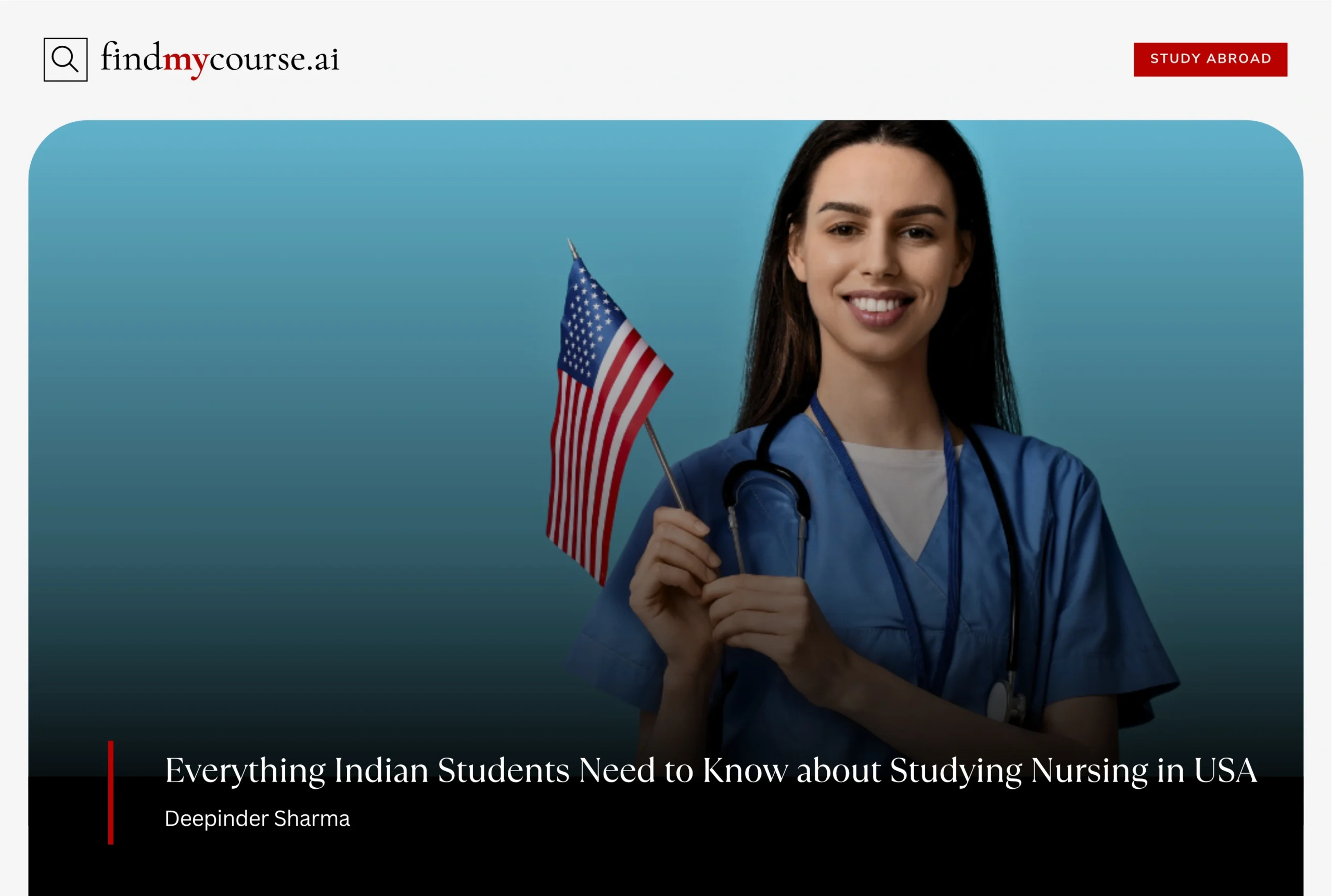 Nursing Student holding American flag highlighting opportunities to Study Nursing in USA — Findmycourse.ai