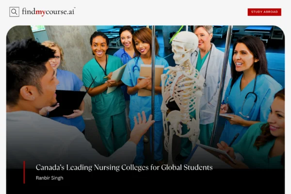 Top Nursing Colleges in Canada for International Students Group of nursing students in class depicting top nursing colleges in Canada — Findmycourse.ai