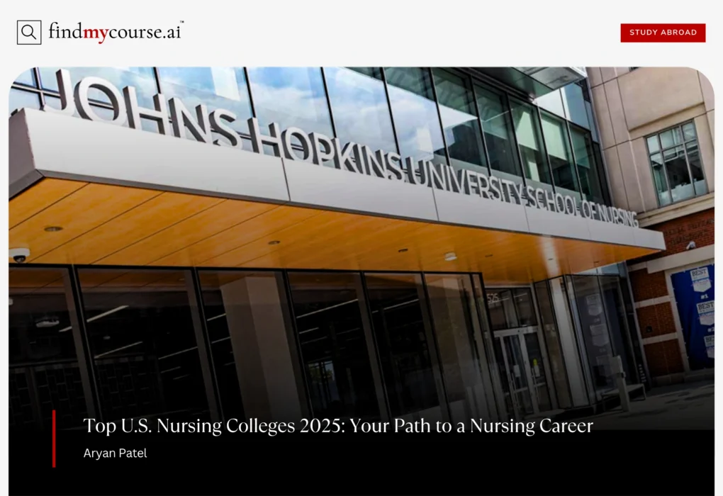 Ultimate 2025 Guide to Nursing Colleges in the USA for Indian Students Entrance of John Hopkins college of nursing representing top nursing colleges in USA — Findmycourse.ai