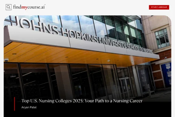Ultimate 2025 Guide to Nursing Colleges in the USA for Indian Students Entrance of John Hopkins college of nursing representing top nursing colleges in USA — Findmycourse.ai