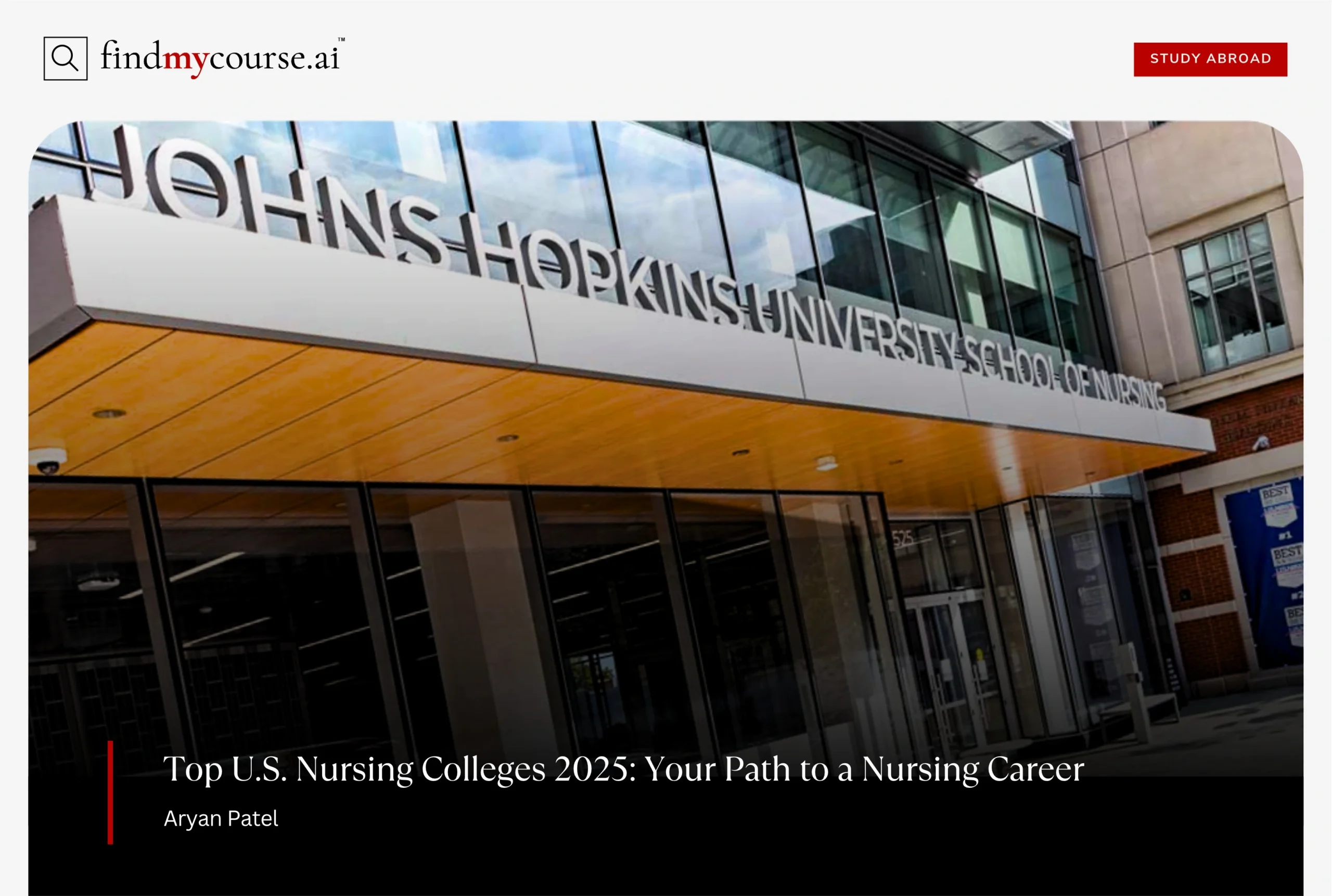 Entrance of John Hopkins college of nursing representing top nursing colleges in USA — Findmycourse.ai