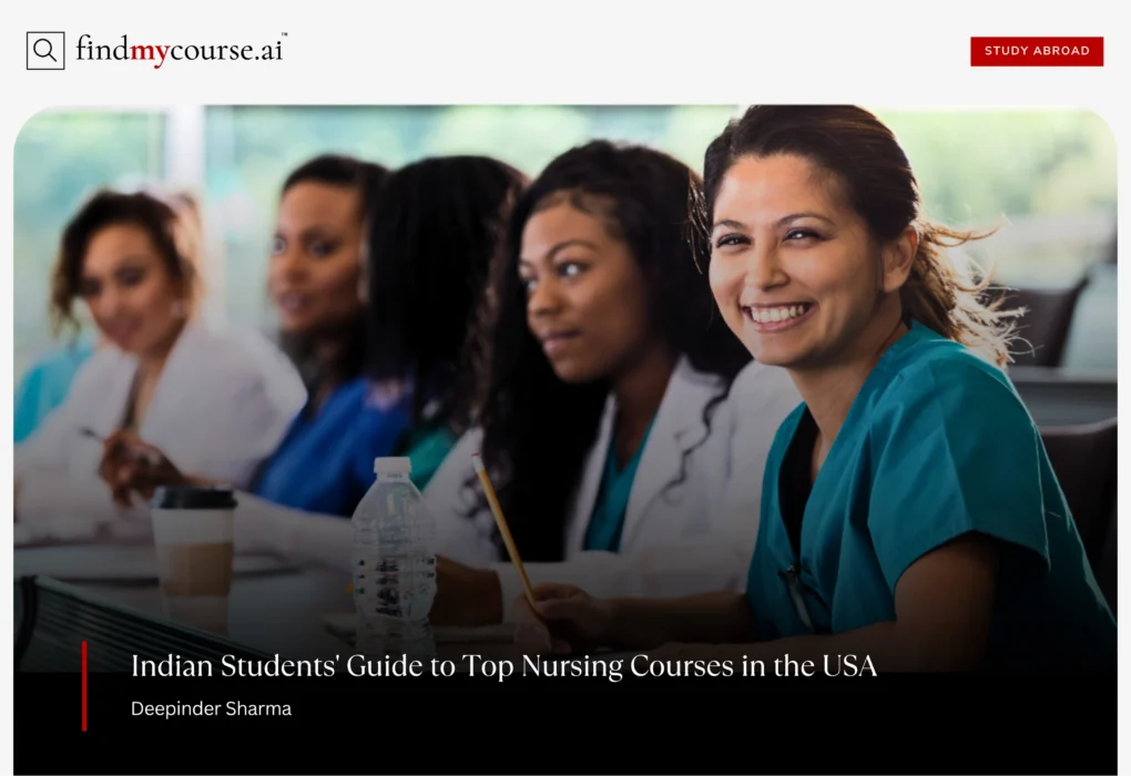 Top Nursing Courses in USA for Indian Students in 2025 Nursing student taking notes in classroom, representing nursing courses in USA — Findmycourse.ai