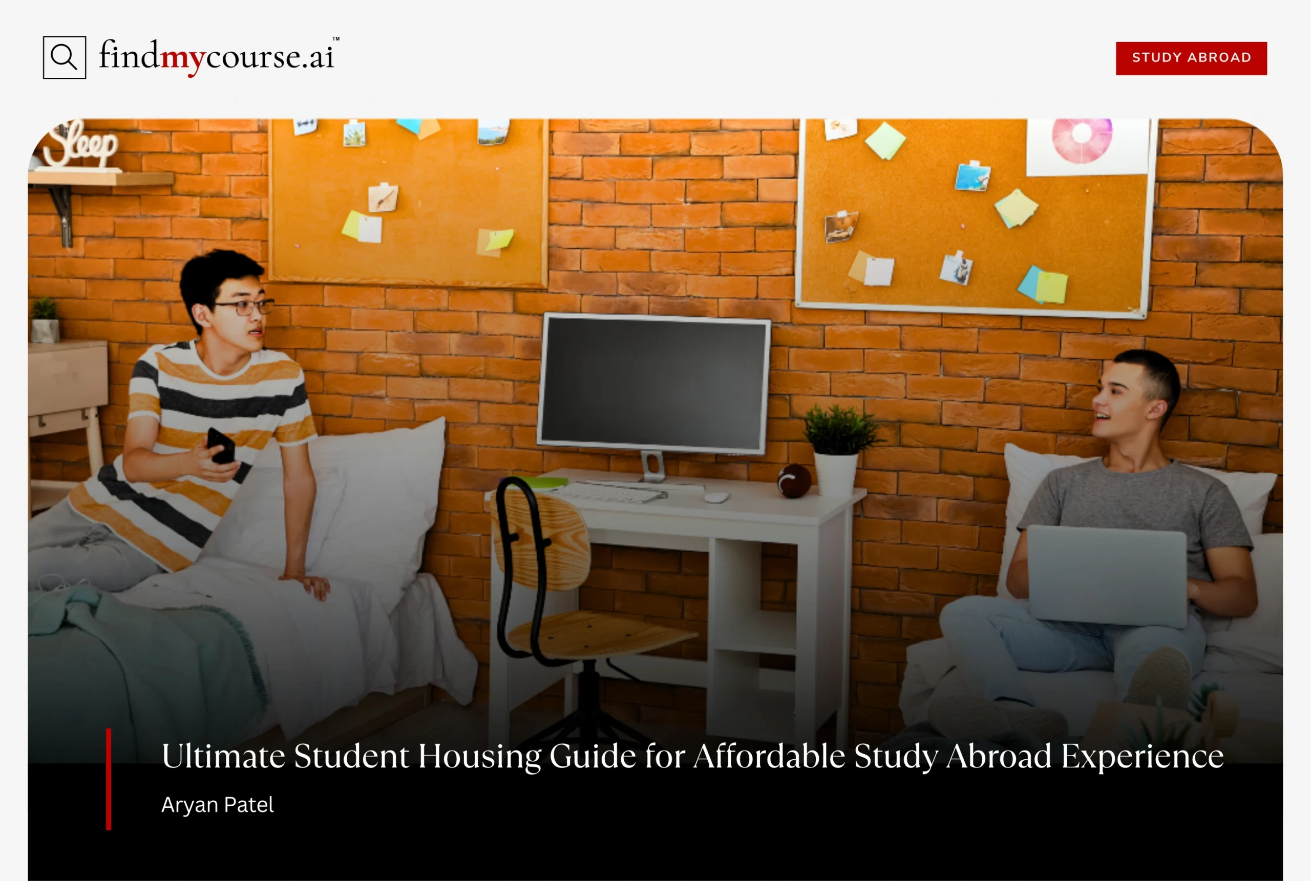 View of a dorm room with two students denoting student housing abroad guide — Findmycourse.ai