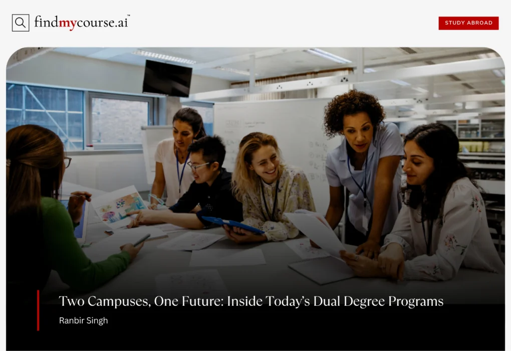 Group of diverse students in a classroom depicting dual degree programs — Findmycourse.ai
