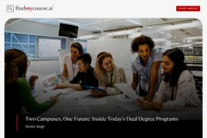 Group of diverse students in a classroom depicting dual degree programs — Findmycourse.ai