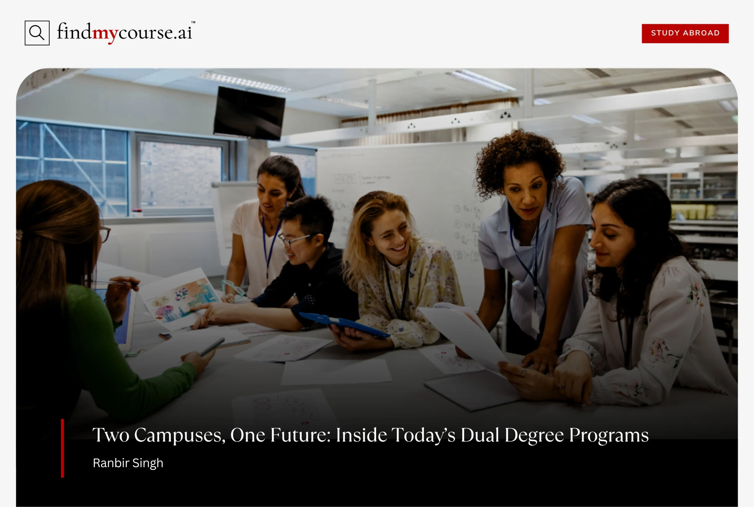 Group of diverse students in a classroom depicting dual degree programs — Findmycourse.ai