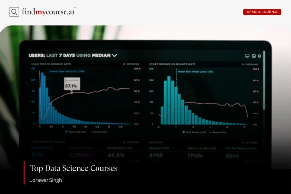 Analytics dashboard with charts and metrics representing Data Science Courses | findmycourse.ai