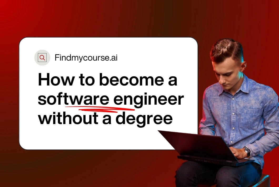 Young man learning online to become software engineer without degree – findmycourse.ai