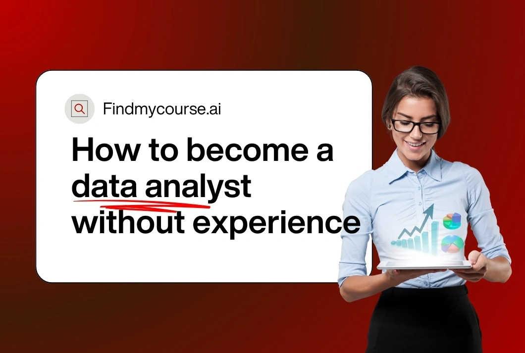 Woman with data graphics learns to become a freelance data analyst – findmycourse.ai