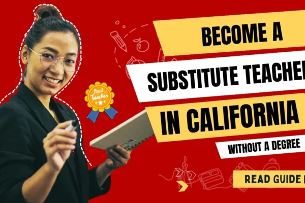 Smiling woman holding a notebook showcasing how to Become a Substitute Teacher in California – findmycourse.ai