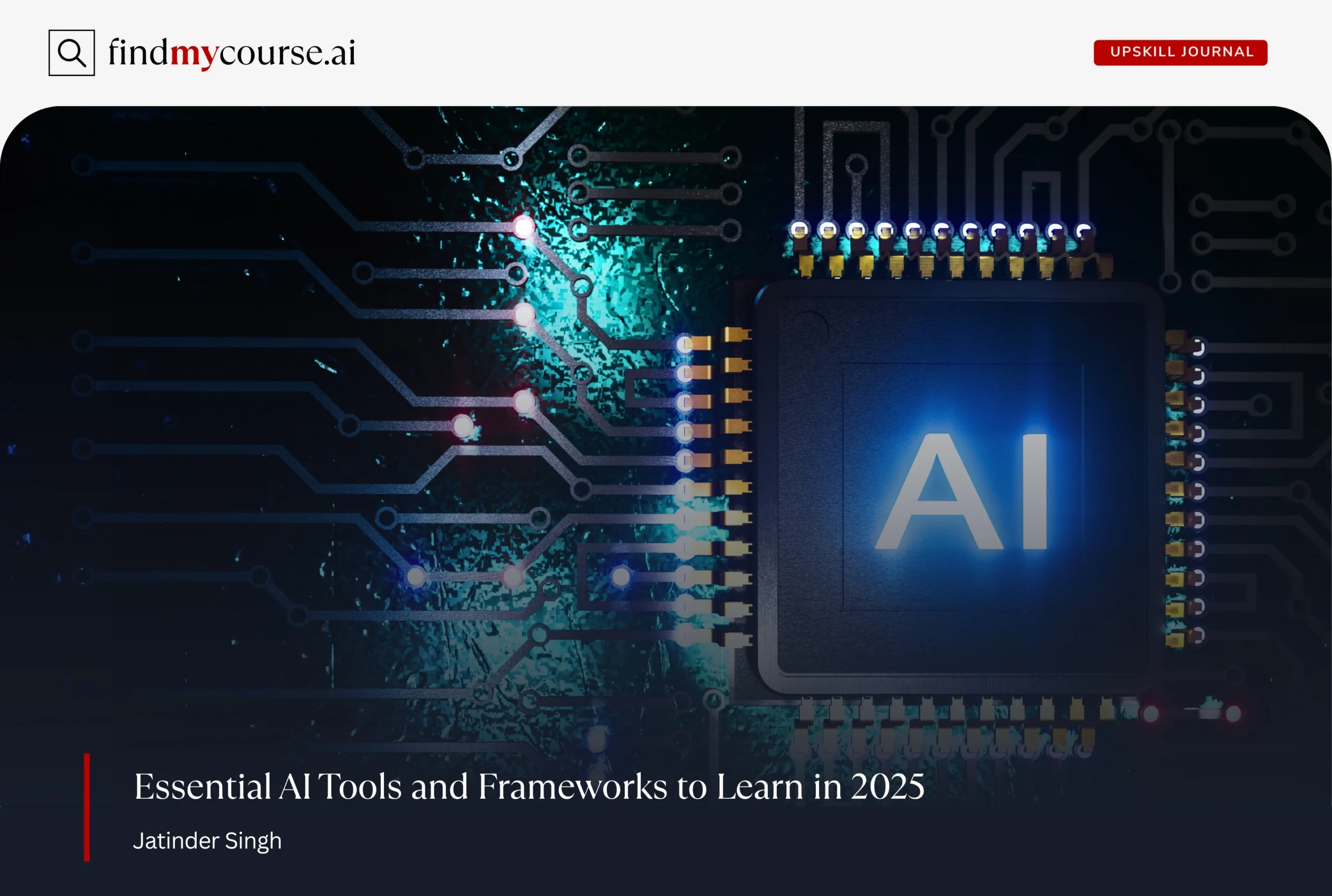 Visual of AI processor symbolizing AI tools and frameworks — Findmycourse.ai