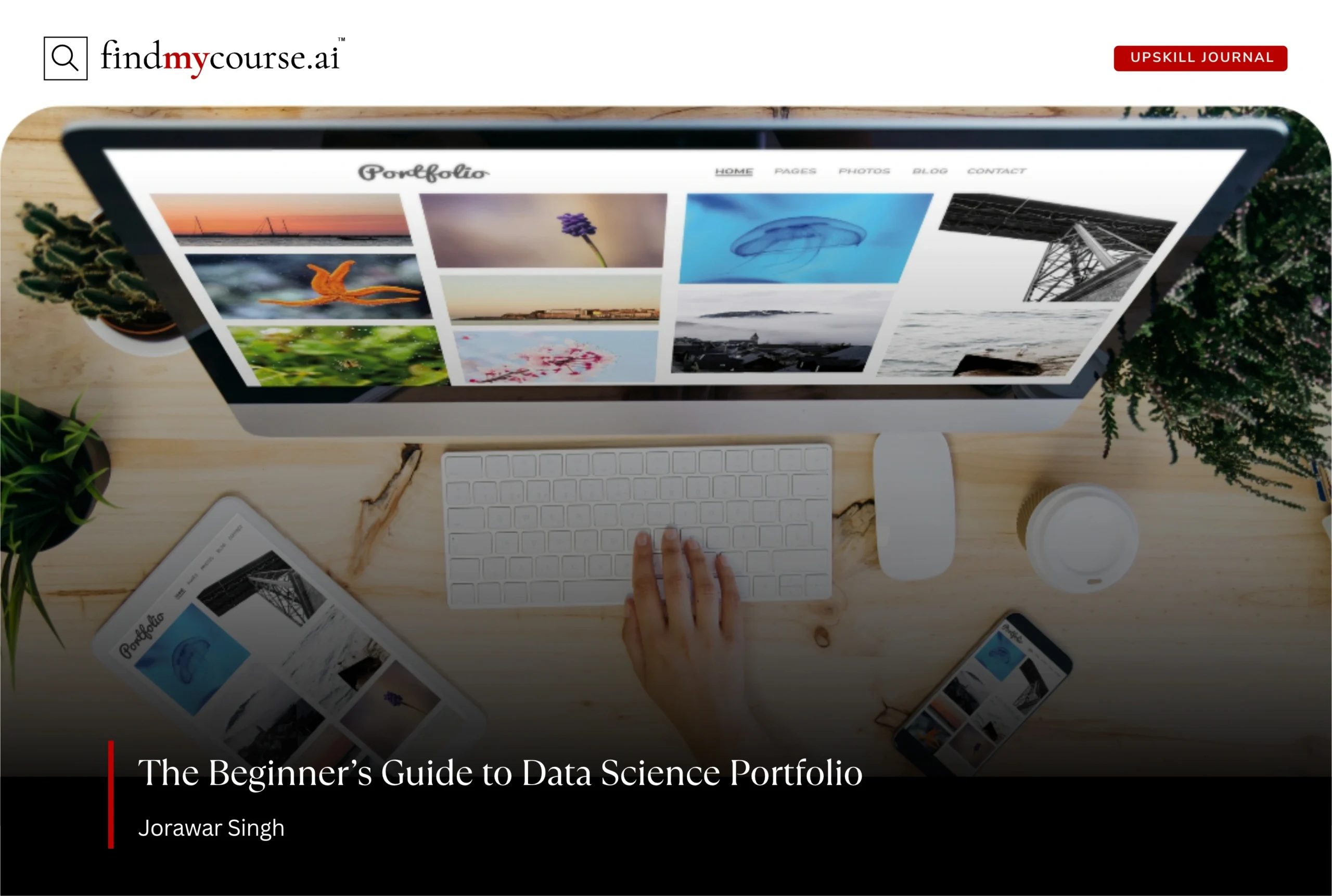 screen showing portfolio website as someone works on first data science portfolio – Findmycourse.ai
