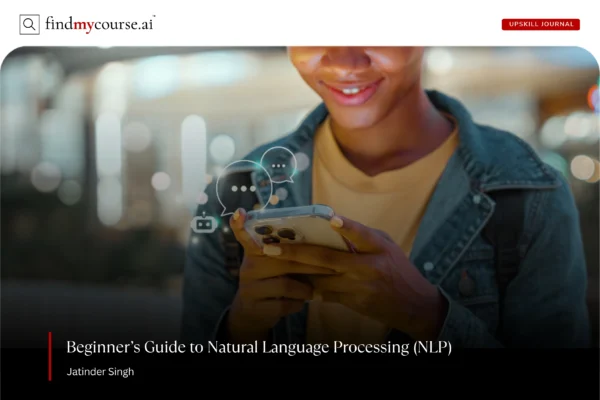 Person chatting with a chatbot on phone, featuring Natural Language Processing concept – Findmycourse.ai