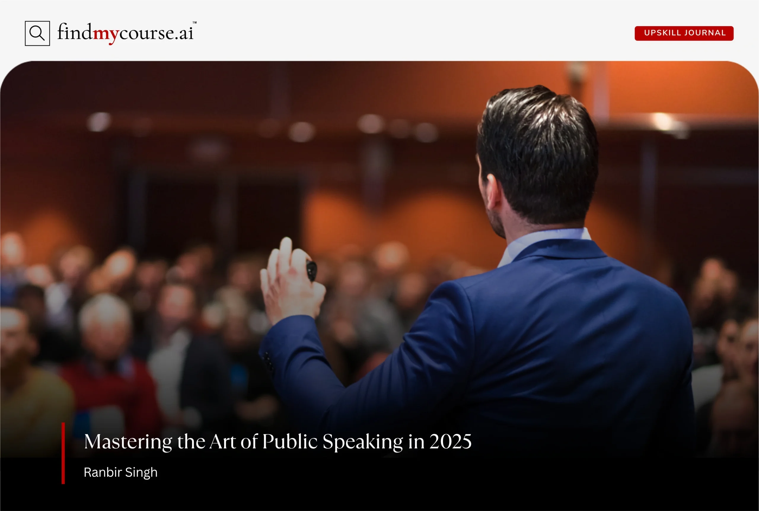 Speaker addressing a crowd, showcasing public speaking skills – Findmycourse.ai