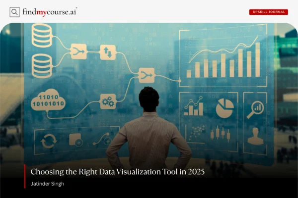 Man exploring charts using a modern data visualization tool – Findmycourse.ai
