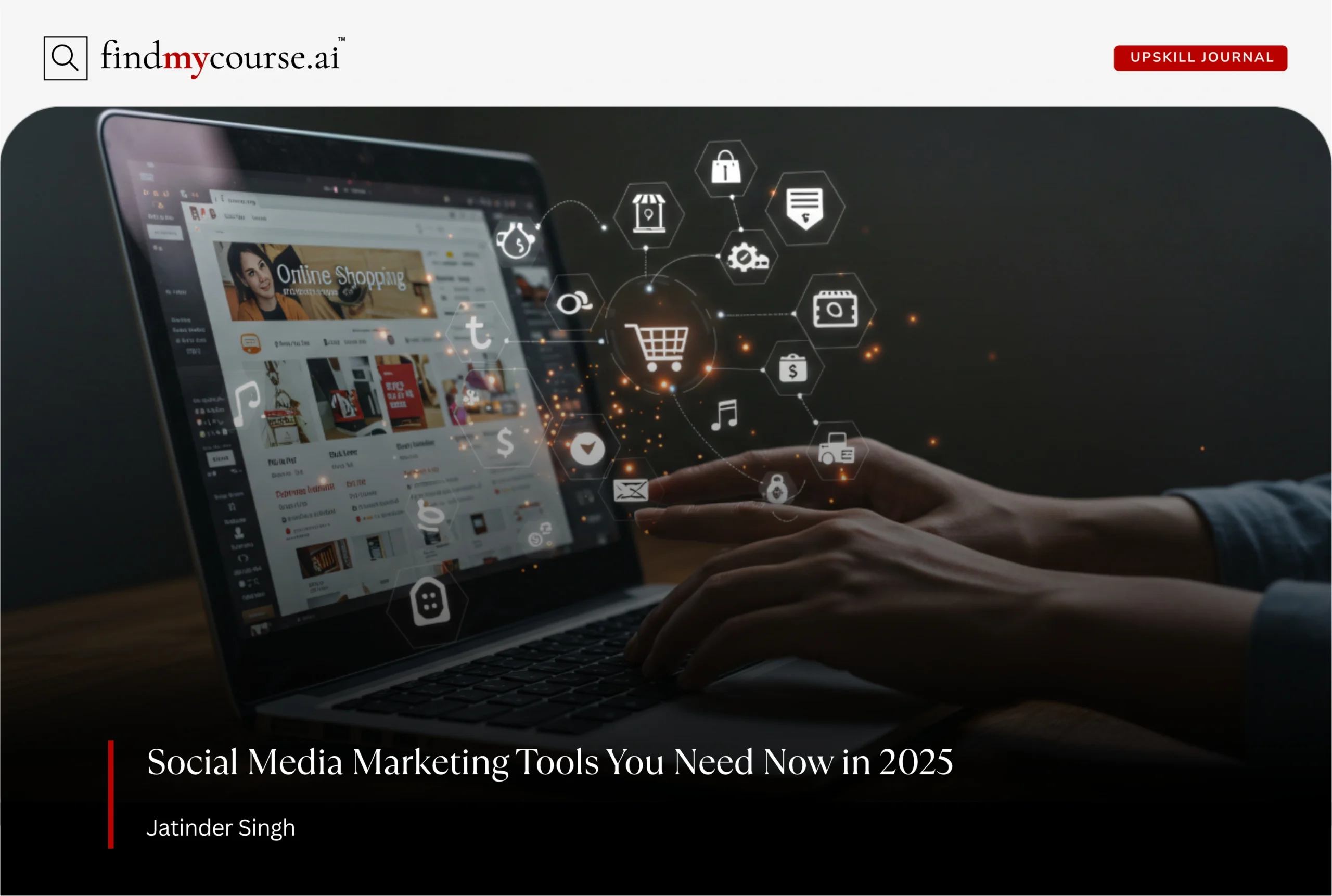 User interacting with social media marketing tools on a laptop for promotion – Findmycourse.ai