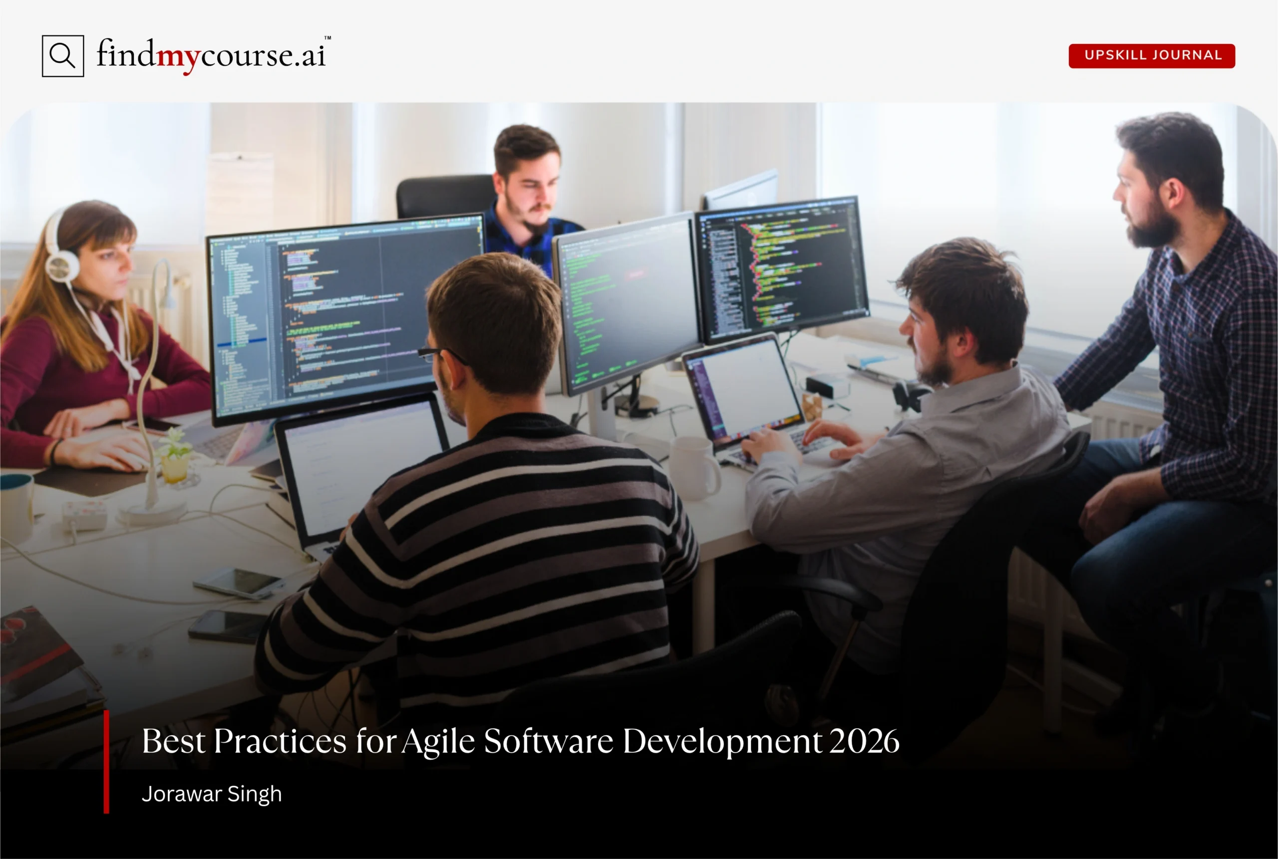 Modern workspace with developers engaged in Agile Software Development – Findmycourse.ai