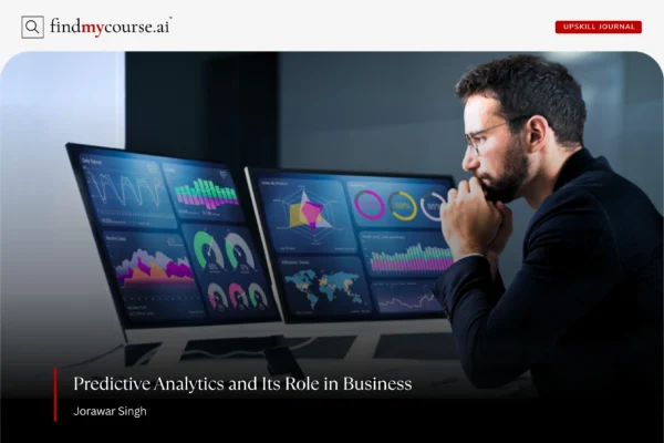 Business professional analyzing dashboards using predictive analytics tools - Findmycourse.ai