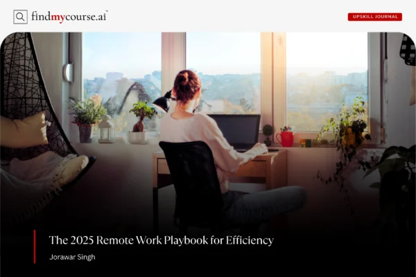 Young professional in a remote work setting with a bright, cozy workspace — Findmycourse.ai