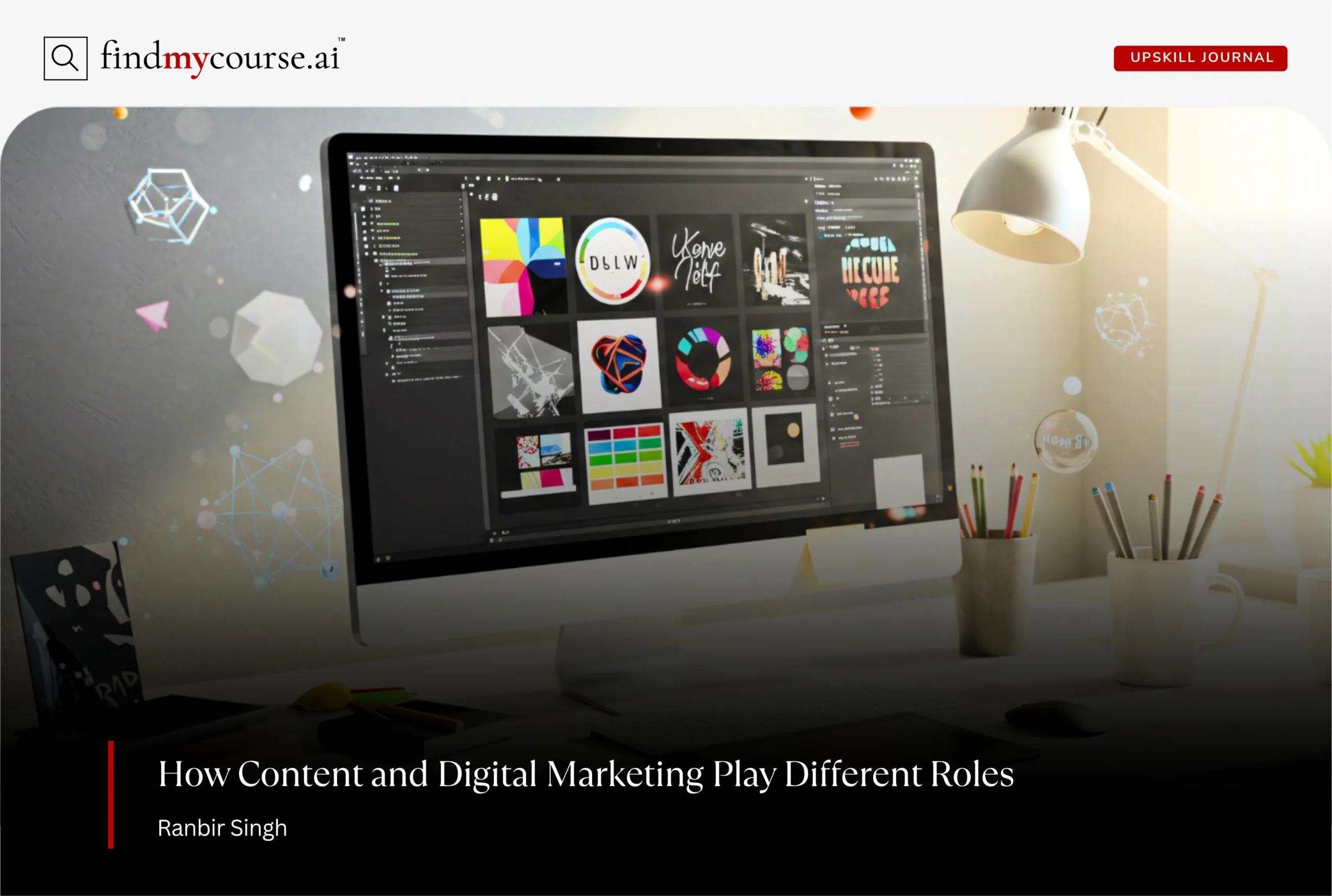 Visual elements related to Content and Digital Marketing on screen — Findmycourse.ai