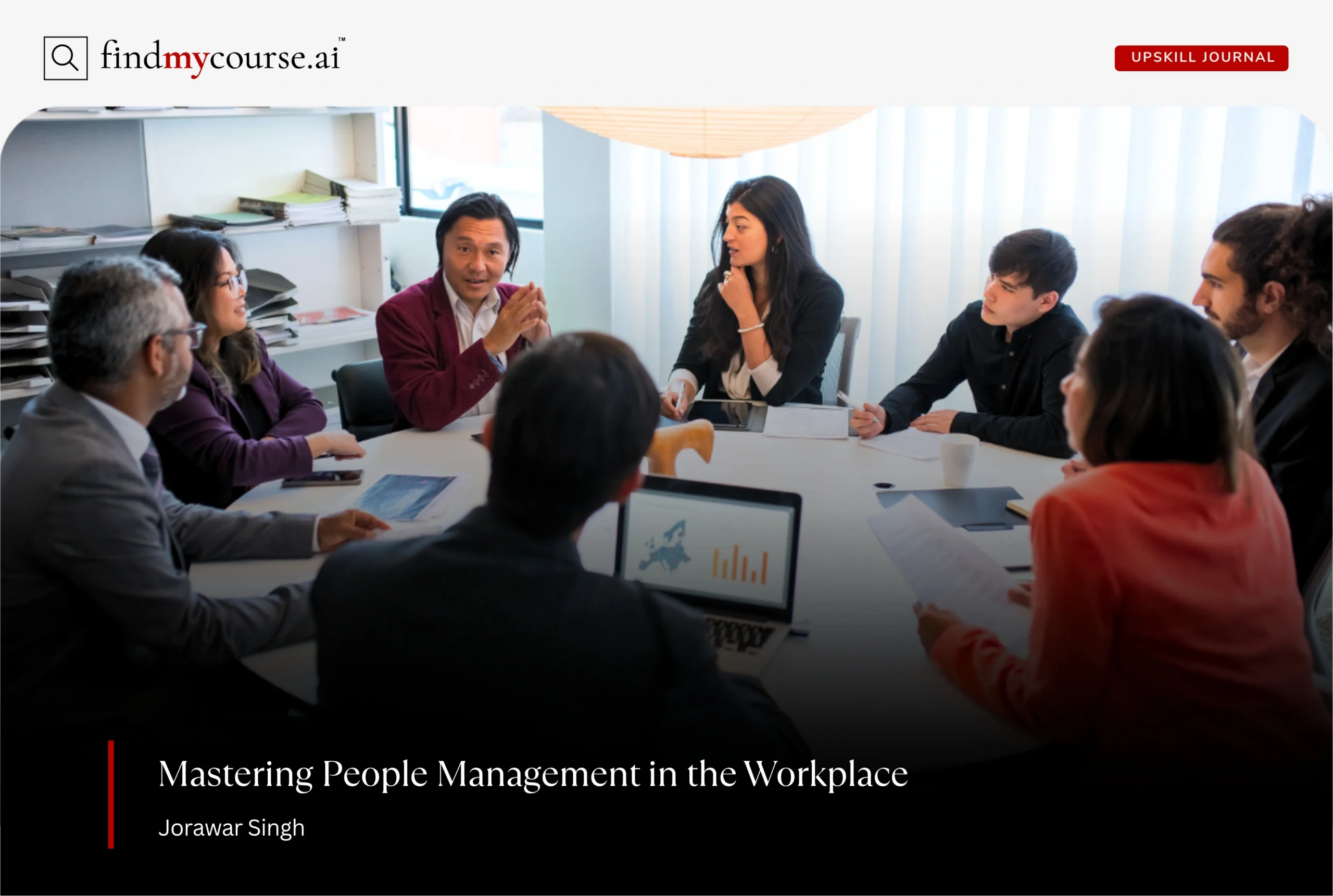 Team leader applying people management skills in a workplace meeting — Findmycourse.ai