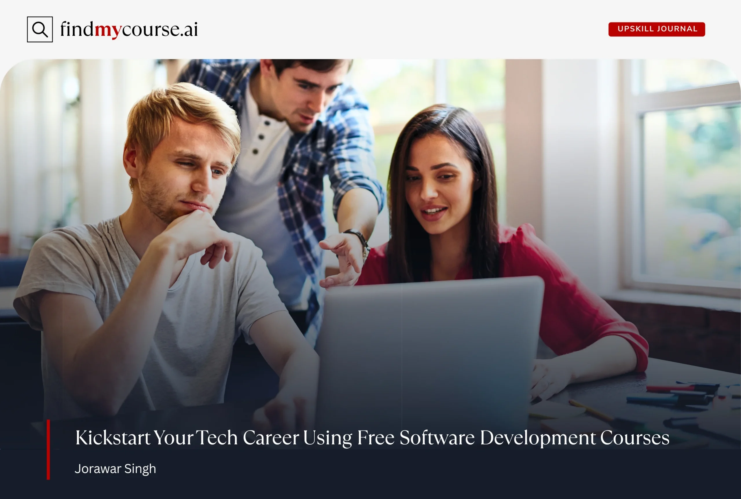 Group studying web development on laptop with free Software Development Courses — Findmycourse.ai