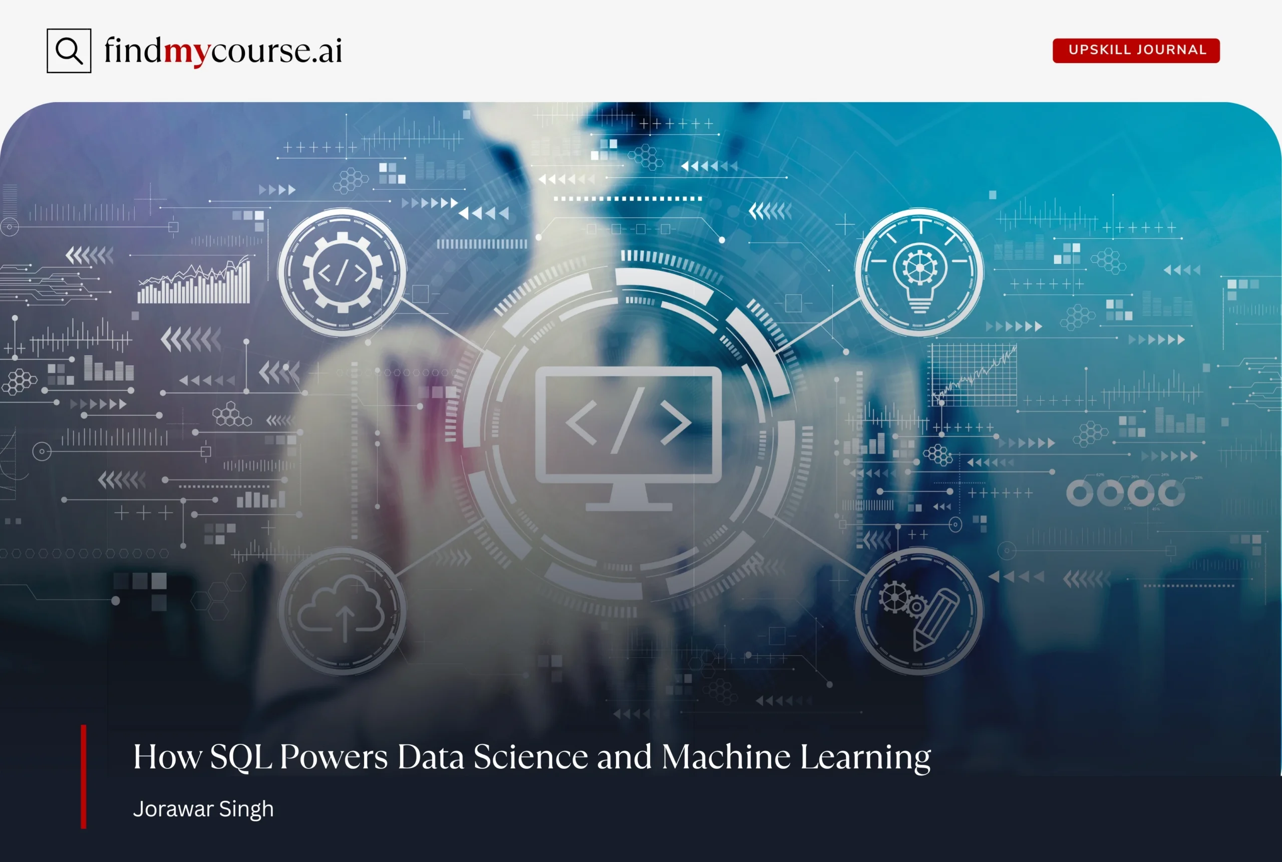 Visual showing how SQL supports data analysis and machine learning models — Findmycourse.ai