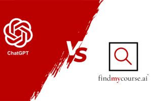 Visual depicting comparison of ChatGPT and FindMyCourse.ai