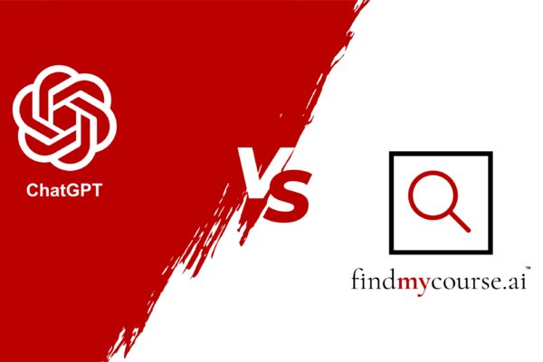 Visual depicting comparison of ChatGPT and FindMyCourse.ai