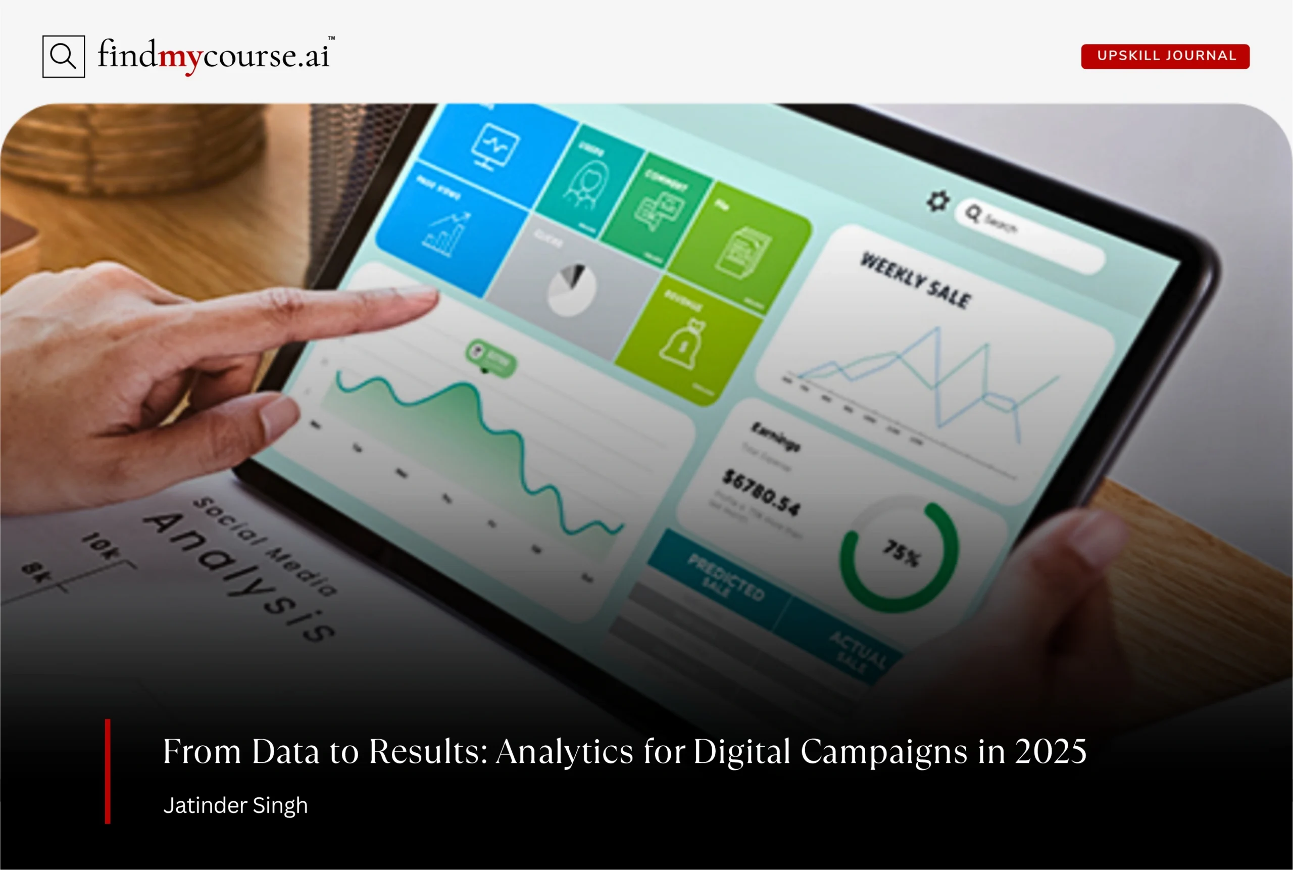 Digital campaign analytics dashboard showing data trends and sales performance — Findmycourse.ai