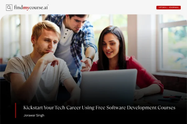 Group studying web development on laptop with free Software Development Courses — Findmycourse.ai