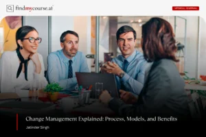 Professionals brainstorming ideas for effective change management process — Findmycourse.ai