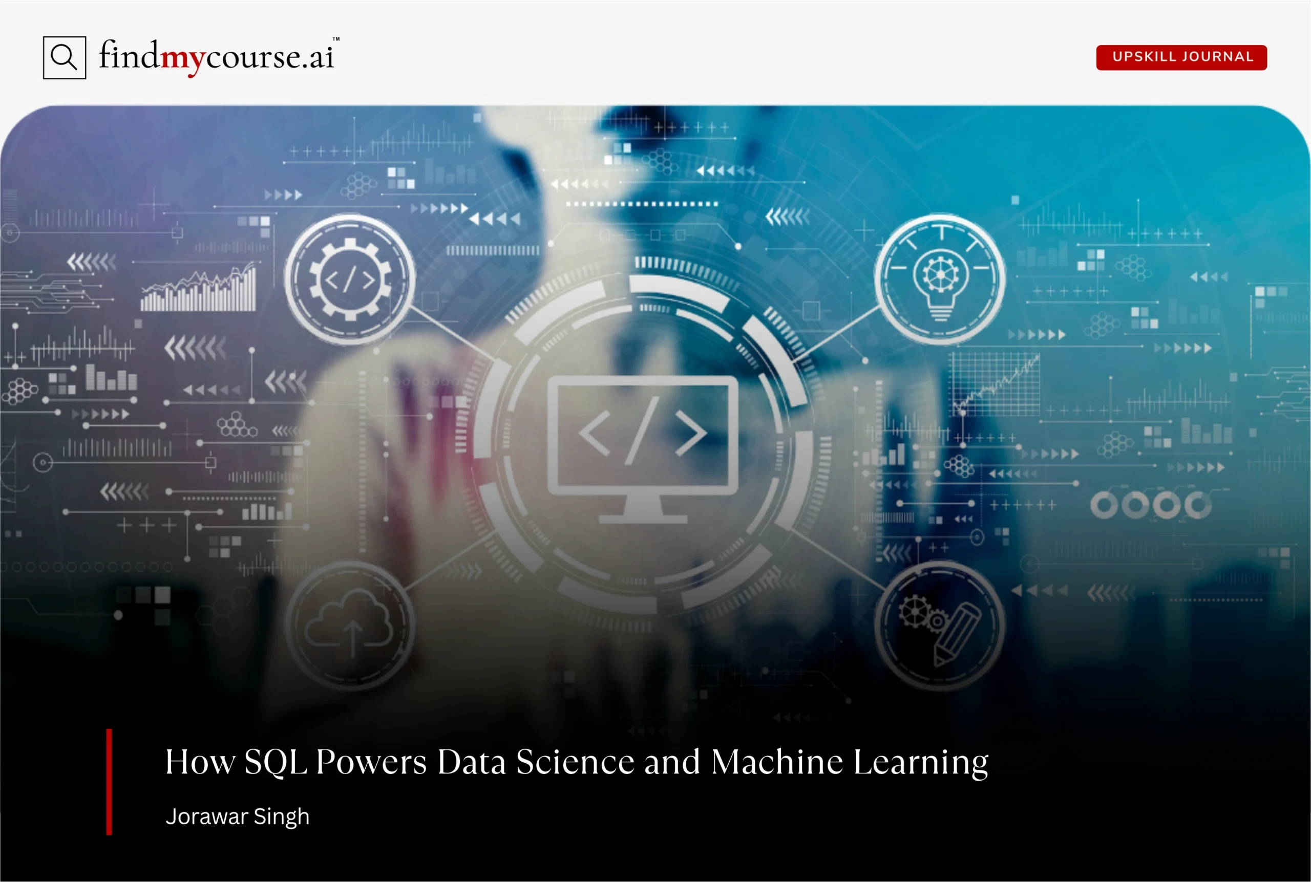 Visual showing how SQL supports data analysis and machine learning models — Findmycourse.ai