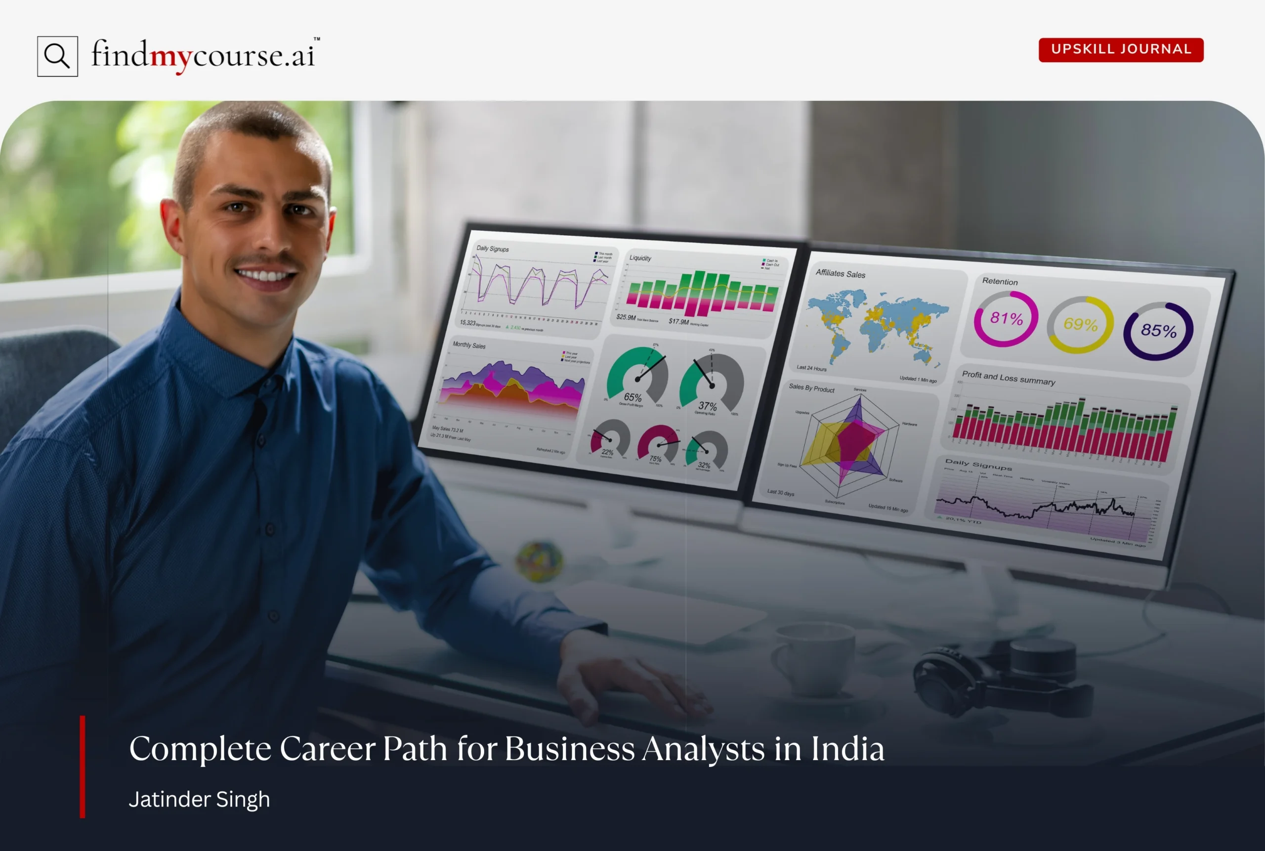 Professional analyzing business data highlighting business analyst career path — Findmycourse.ai