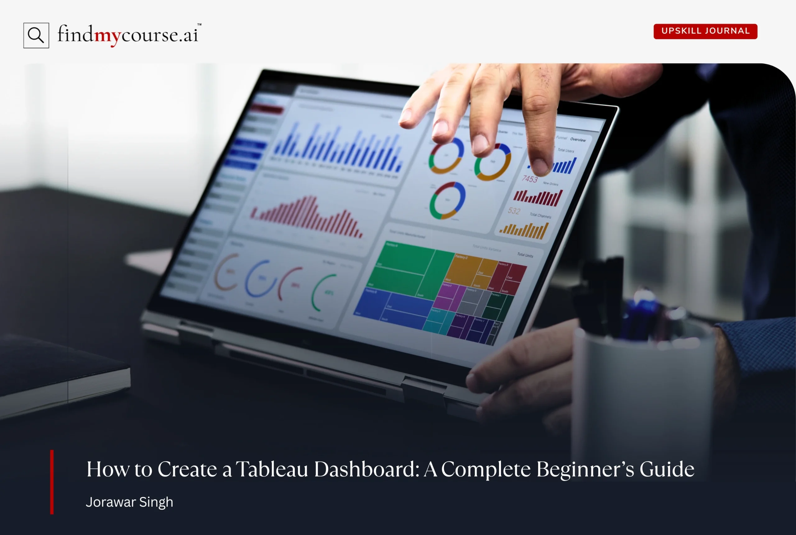 Person holding a computer screen showing tableau dashboard for data — Findmycourse.ai