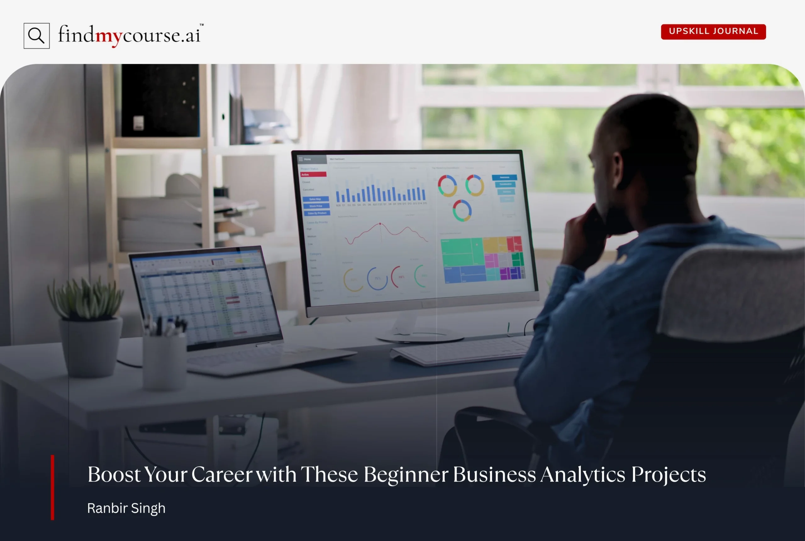 A student working on a business analytics project on a computer — Findmycourse.ai