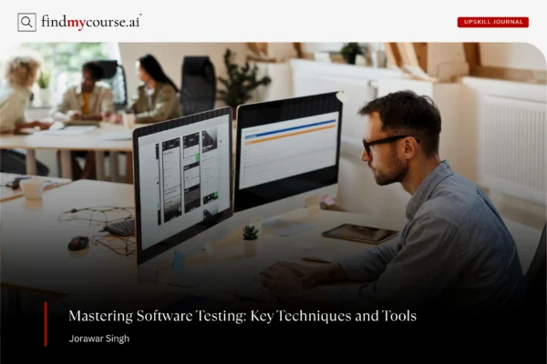 Man working on software testing techniques in an office workspace — Findmycourse.ai