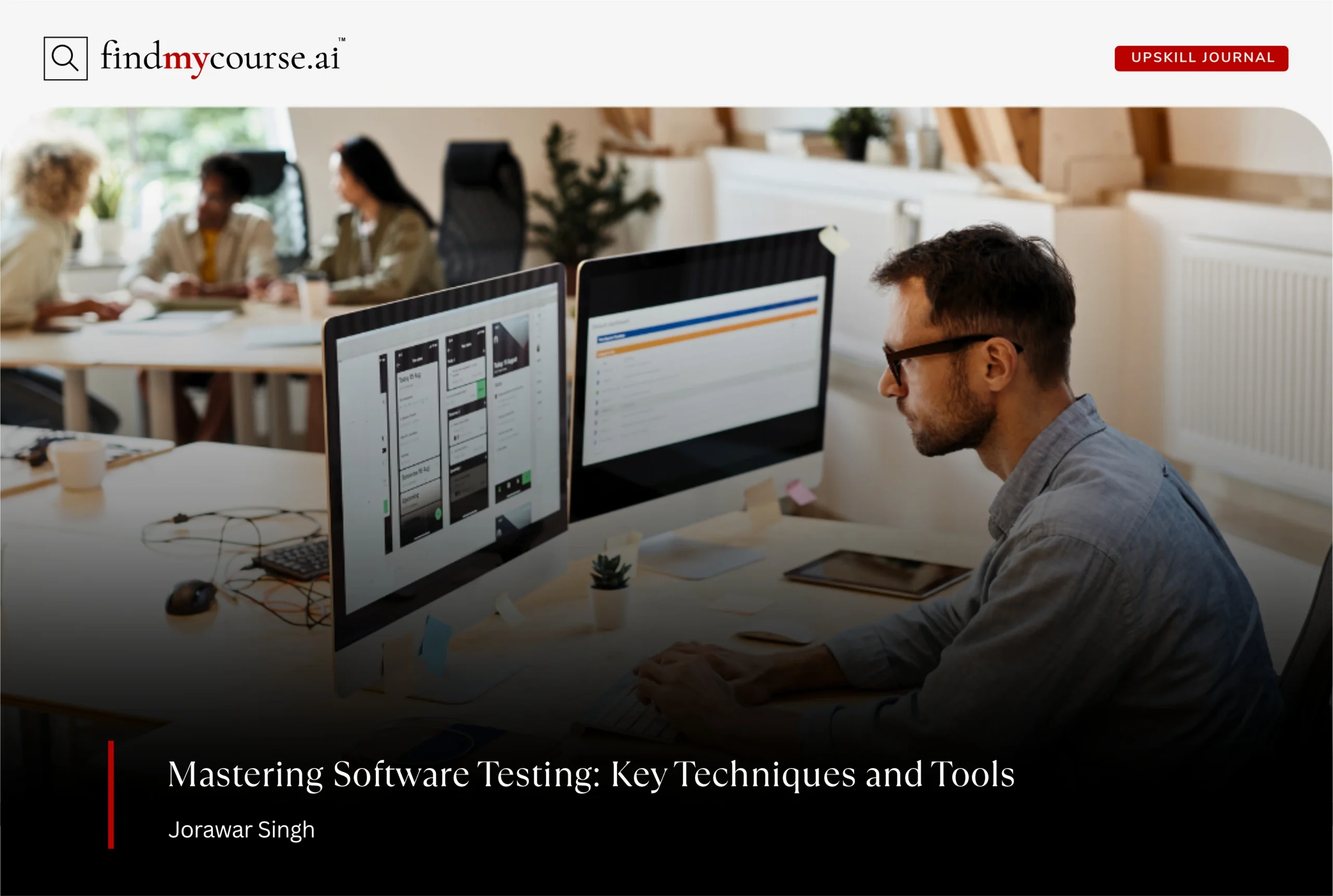Man working on software testing techniques in an office workspace — Findmycourse.ai