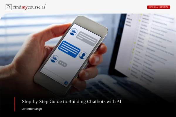 Person using chatbot with AI on a mobile screen and laptop — Findmycourse.ai