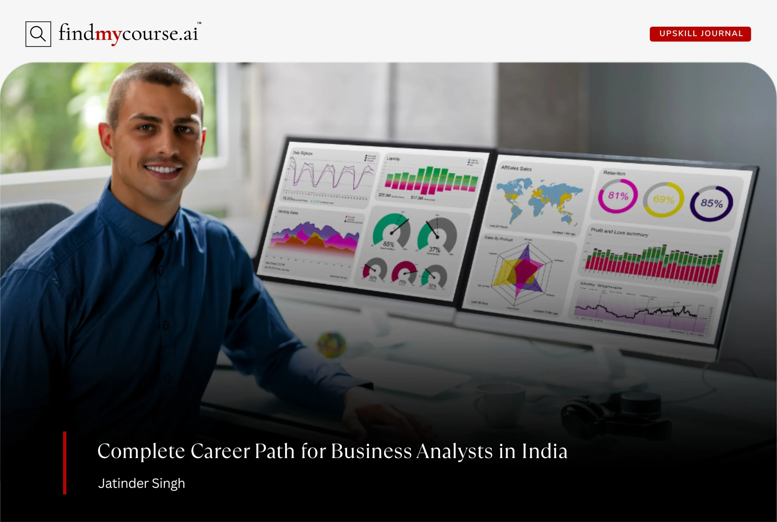 Professional analyzing business data highlighting business analyst career path — Findmycourse.ai