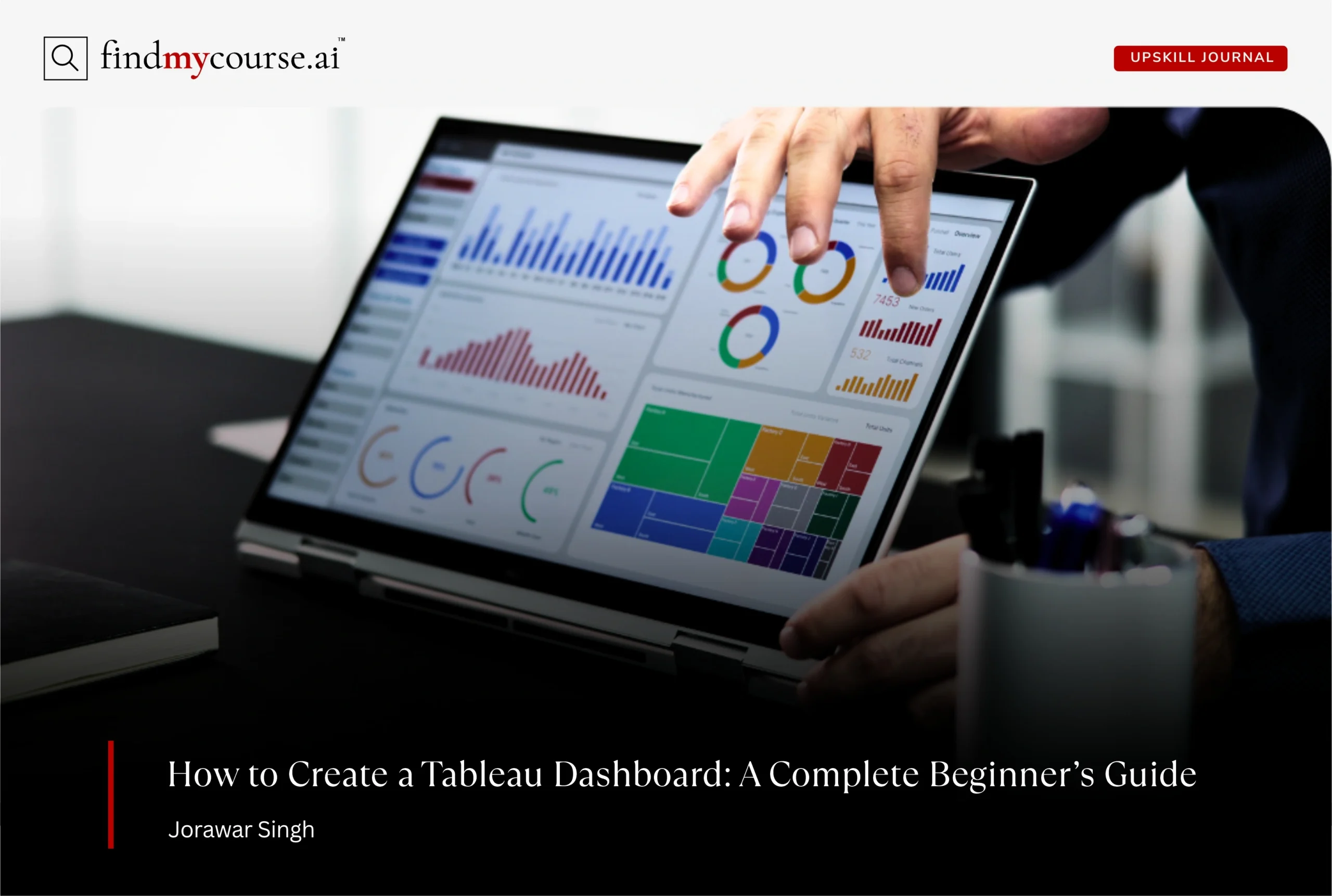 Person holding a computer screen showing tableau dashboard for data — Findmycourse.ai