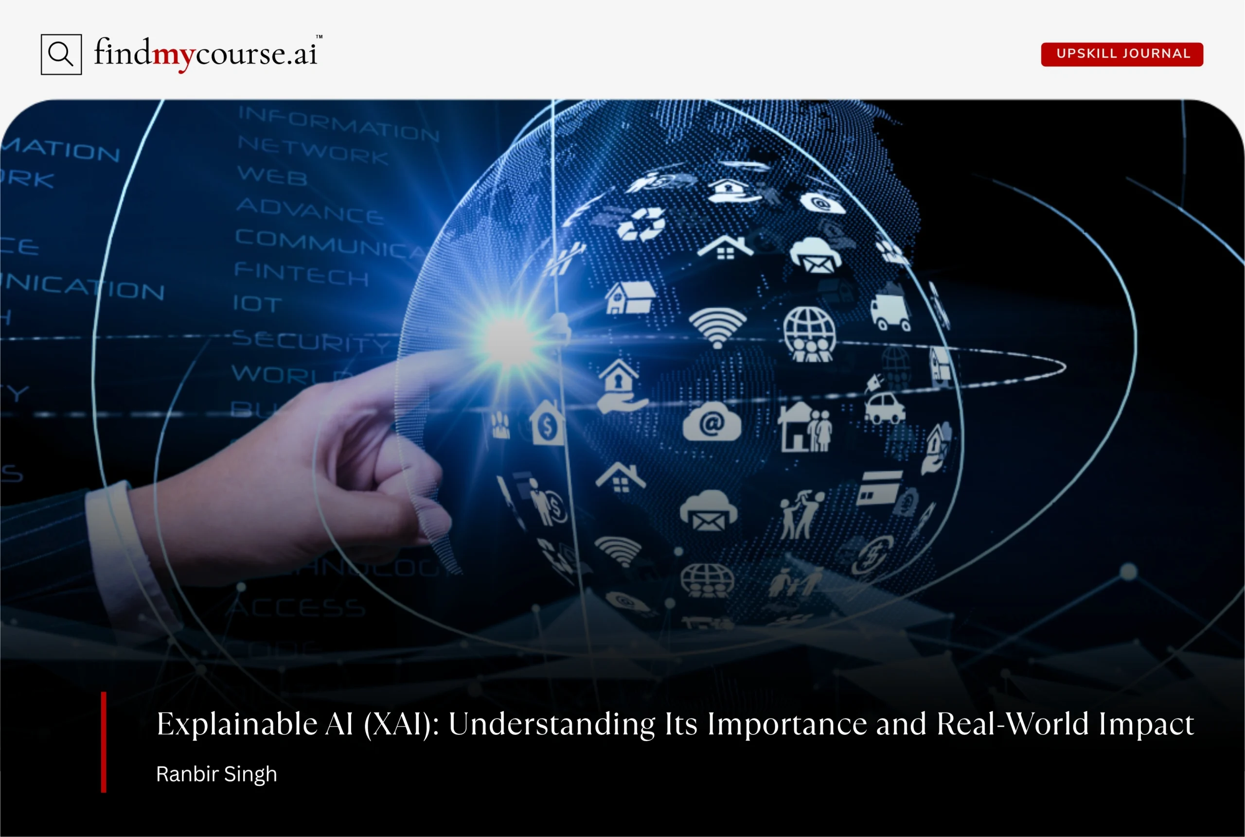 Visual depicting Explainable AI and its importance with hand and symbols — Findmycourse.ai