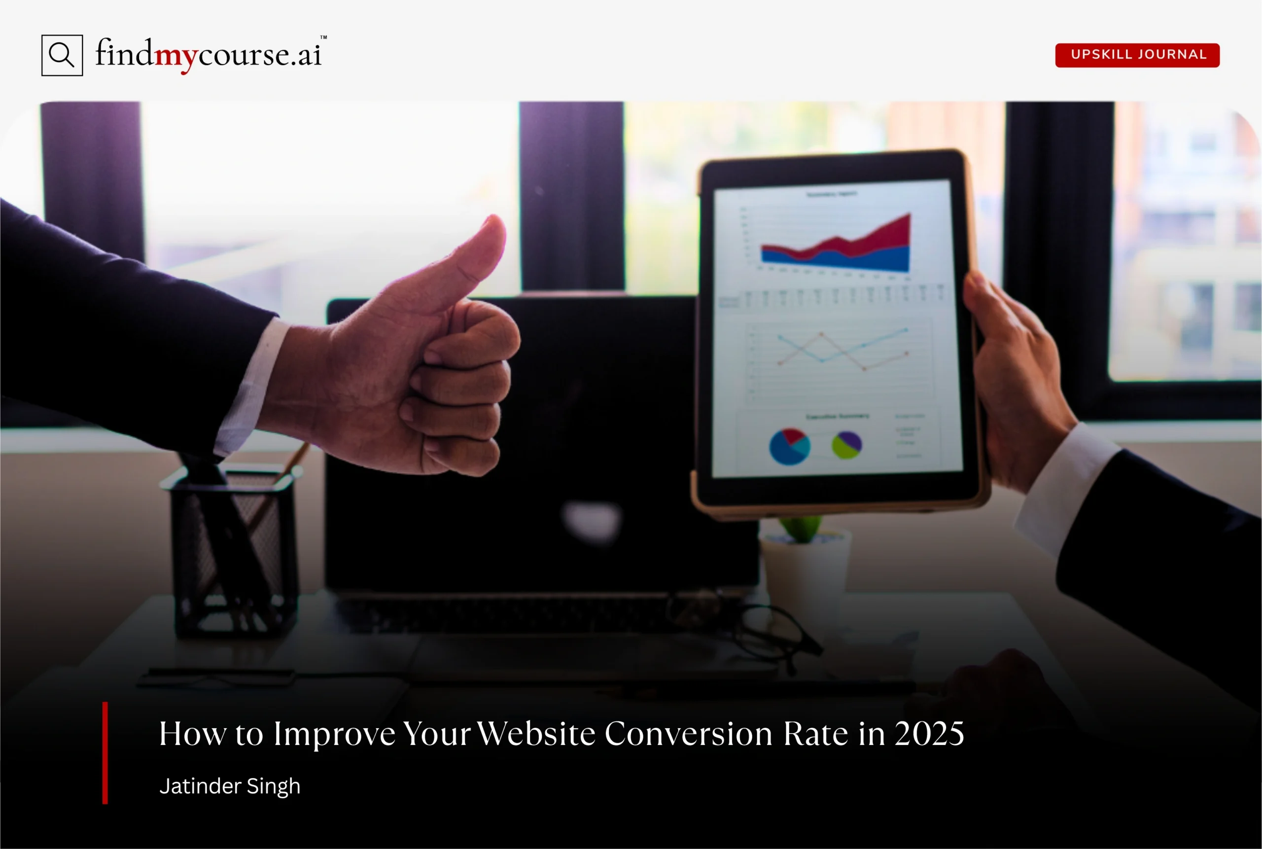 Employees giving thumbs up on successful website conversion rate — Findmycourse.ai