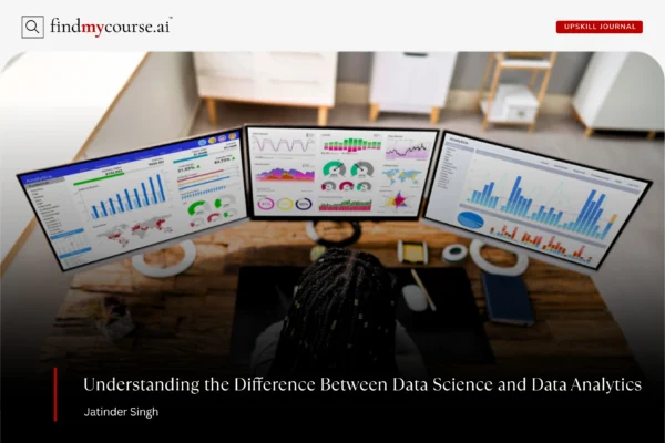 Dashboards with charts illustrating data science and analytics insights — Findmycourse.ai