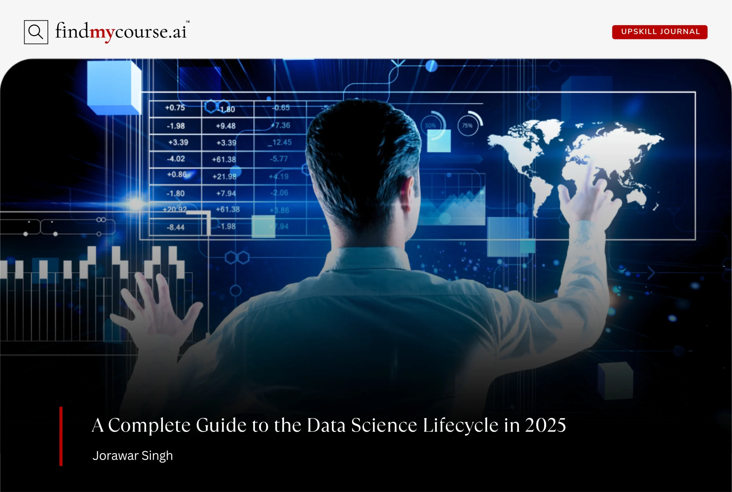 A person interacting with a display showing data science lifecycle — Findmycourse.ai