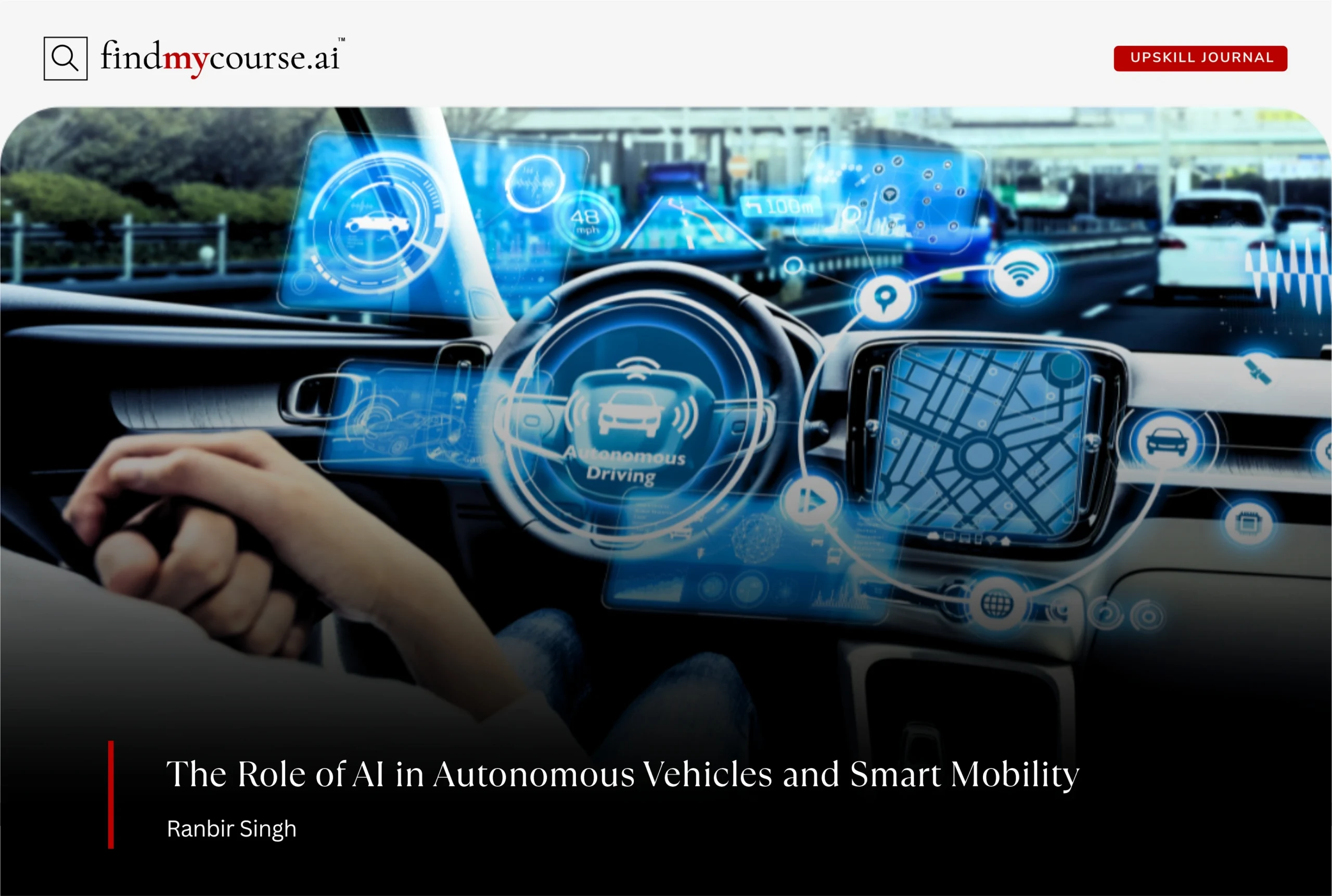 Interior view of self driving car highlighting How AI Powers Autonomous Vehicles — Findmycourse.ai
