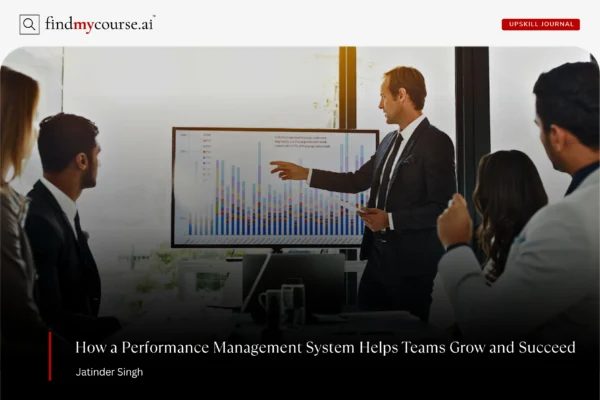 A manager presenting performance data on a chart to the team — Findmycourse.ai