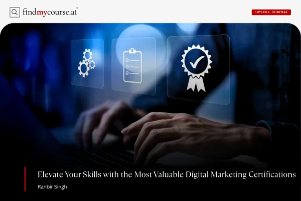 Best Certifications for Digital Marketers in 2025 Visual showing laptop with certificate symbols denoting digital marketing certification — Findmycourse.ai