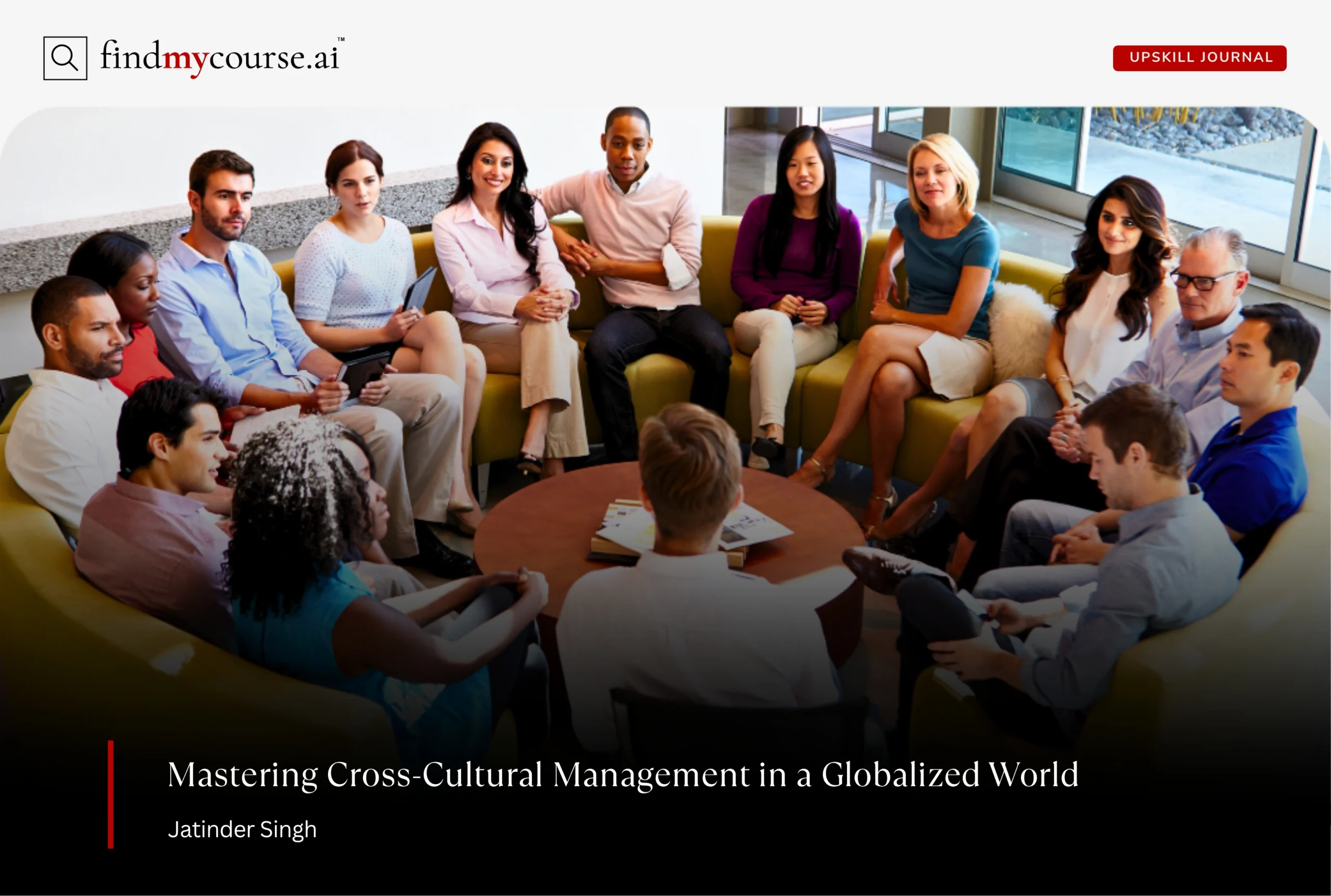 Diverse office staff sitting together highlighting cross-cultural management — Findmycourse.ai